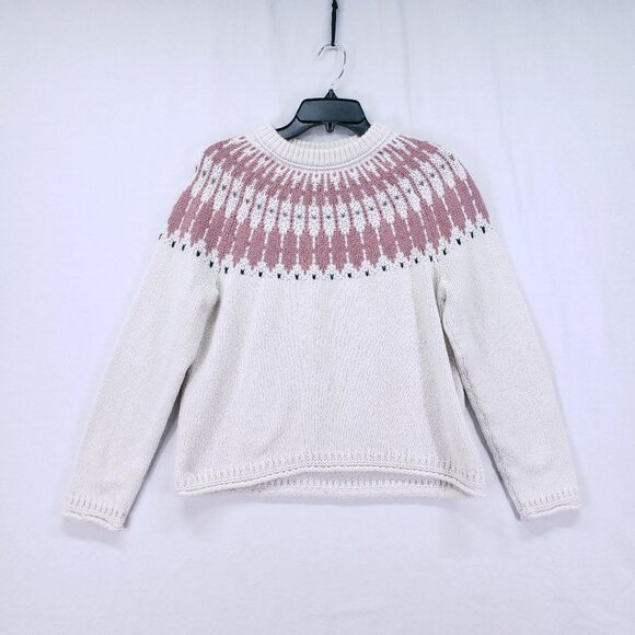 Madewell Cream Fair Isle Keaton Crew New Pullover Cozy Knit Sweater Size M - Picture 2 of 14